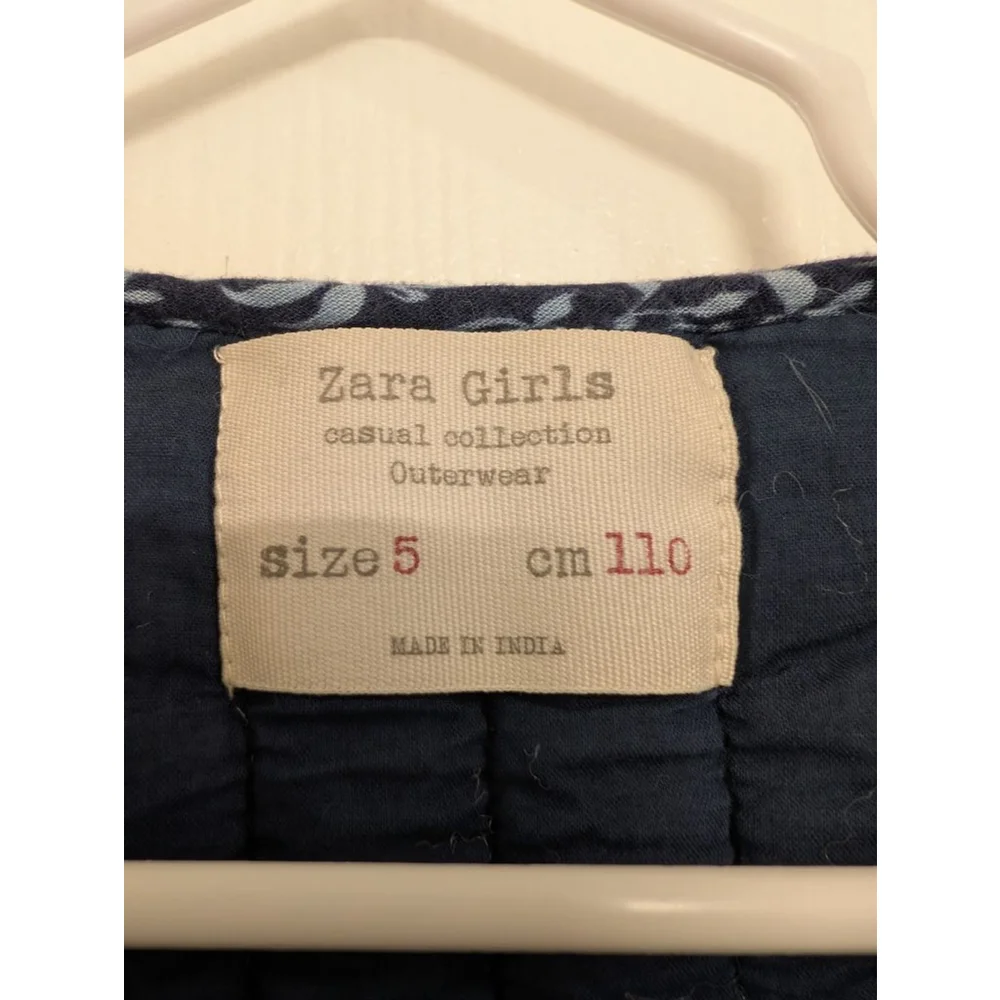 Girls Zara Girls Quilted Jacket Size 5 Navy Red Floral Oriental Style